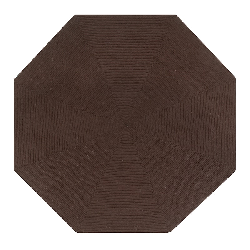 Better Trends Alpine Braid 100% Polypropylene Stain-resistant & Double-Sided Reversible Durable Indoor Area Utility Rug - 72" Octagonal - Chocolate Solid