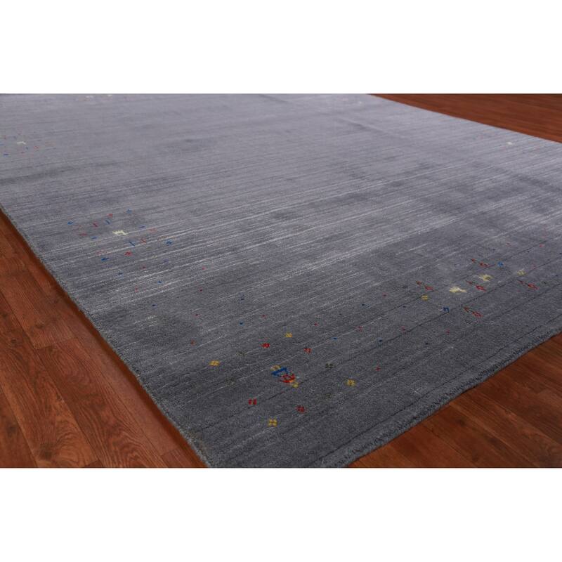 Hand Knotted Oriental 100% Wool Carpet Tribal Tribal Greys & Charcoal Gabbeh Area Rug - 10' 1'' X 8' 3''