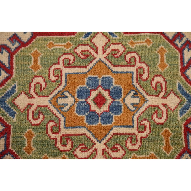 Geometric Kazak Rug Hand-Knotted Bedroom Wool Carpet - 8'11"x 11'8"