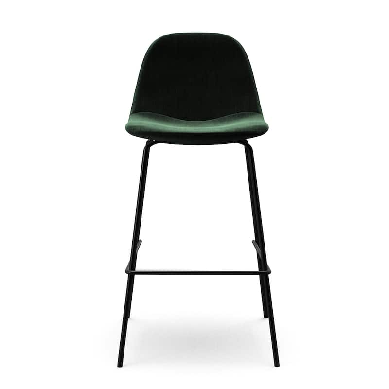 Maxine Velvet Counter Height Stools Black Legs (Set of 2)