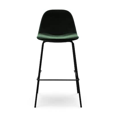 Maxine Velvet Counter Height Stools Black Legs (Set of 2)