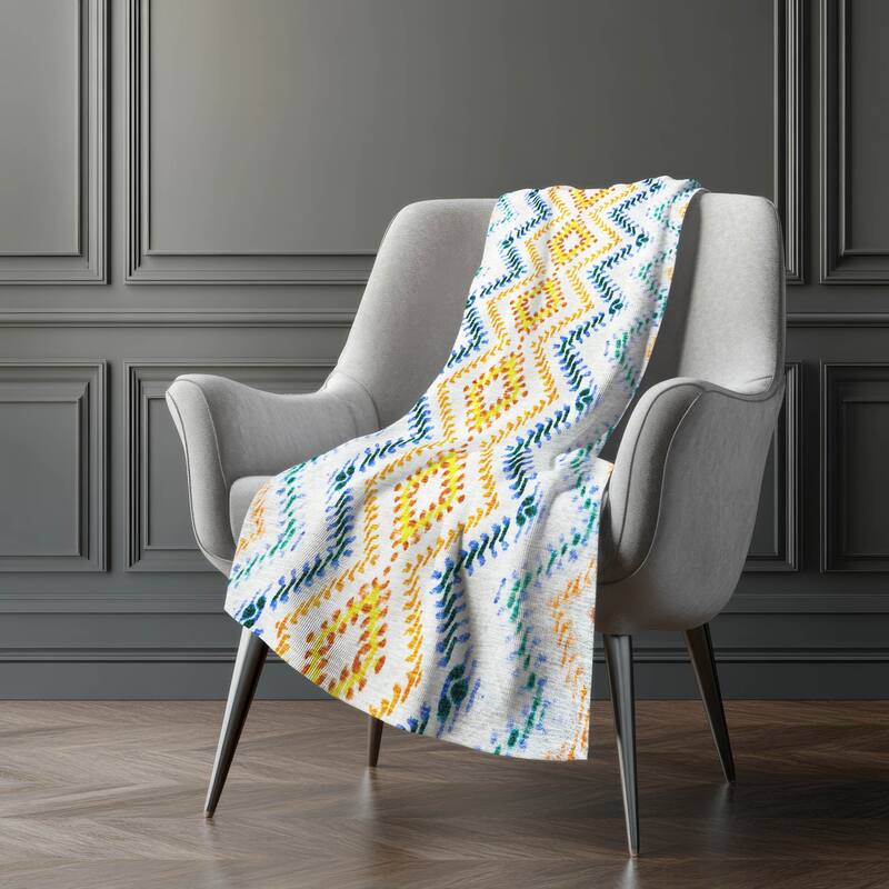 Premium Machine Washable Boho Global Sherpa Throw Blanket
