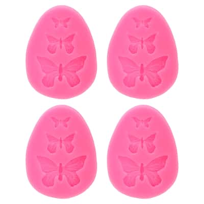 4PCS Polymer Clay Mold, Fondant Mold 3 Butterfly Mold Silicone Rose