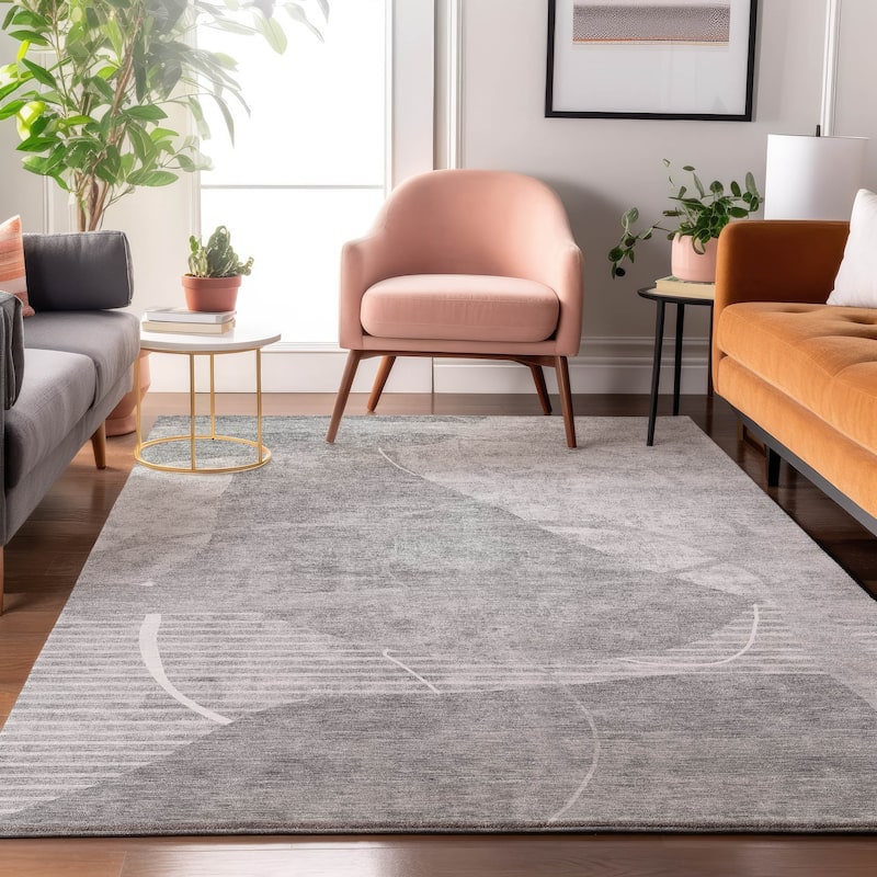 Premium Washable Super Soft Modern Hoda Mayfield Rug - Gray - 3' x 5' - Rectangle