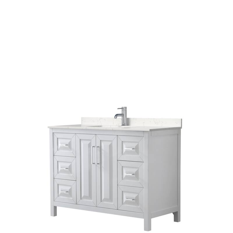 Daria 48 Inch Single Vanity, Cultured Marble Top - White, Chrome Trim, Carrara Cultured Marble Top