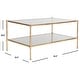 preview thumbnail 2 of 4, SAFAVIEH Aslan 42.25-Inch Glass Coffee Table, Gold and Clear, Modern - 42.3" x 25.5" x 20"