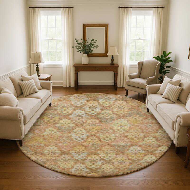 Premium Washable Super Soft Boho Medallions Mayfield Rug - Copper - 8' x 8'