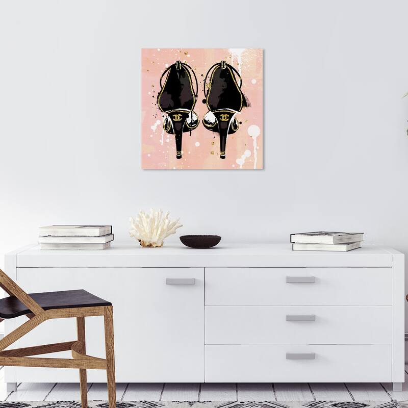 Wynwood Studio Canvas Fashion and Glam Splattered Heels Pink and Light Pink Glam Wall Art Canvas Print - 20 x 20