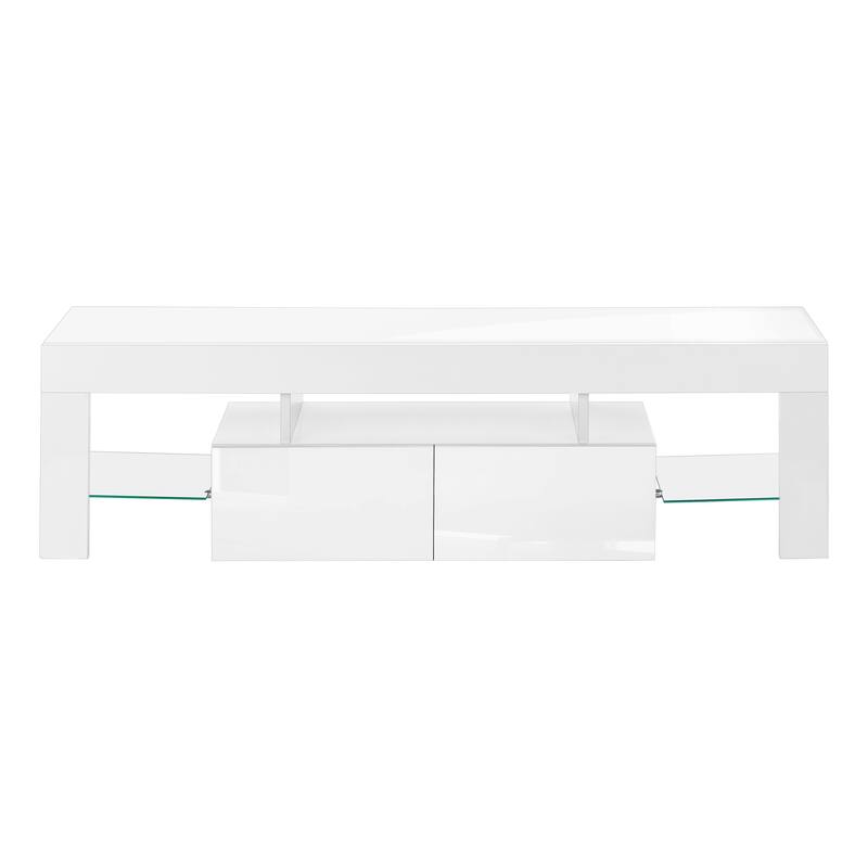 Modern 63" TV Console Entertainment Center with Storage Drawers, Glossy White Finish