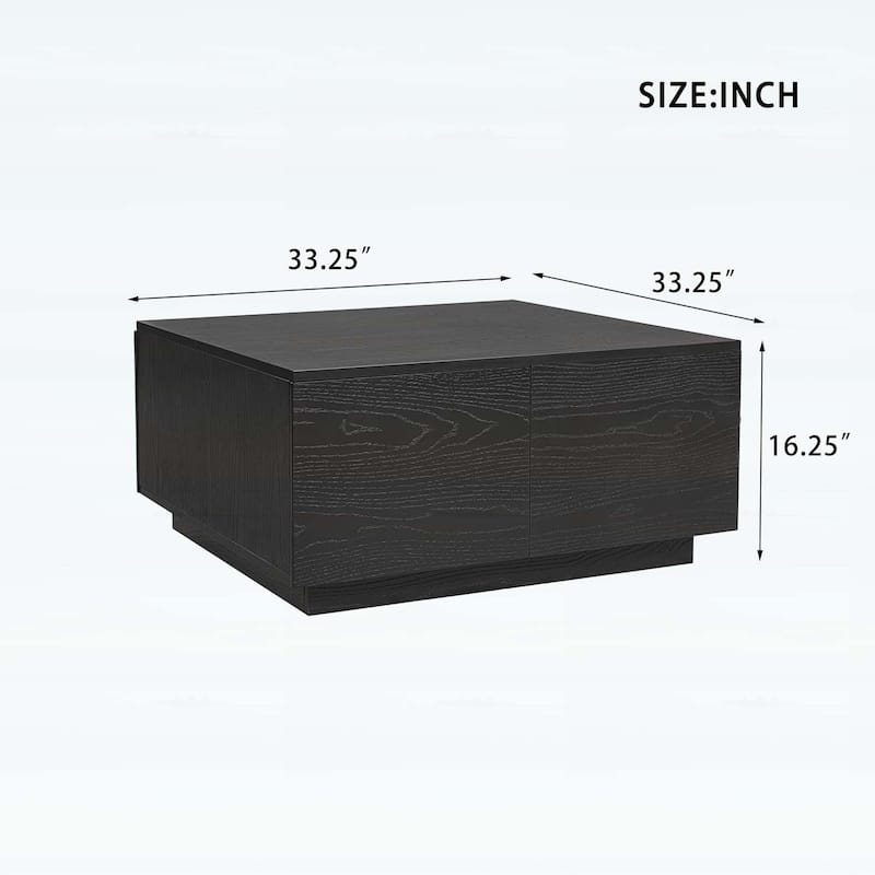 33.25 Inch Square Coffee Table with 4 Drawers,Ample Storage