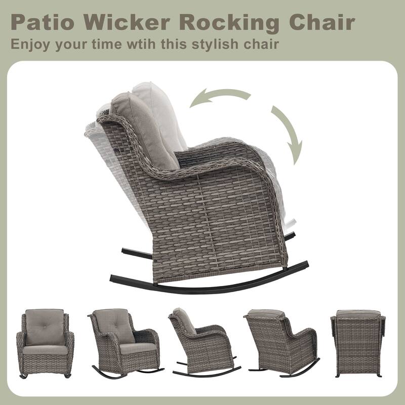 Patio Rocking Chair with Comfortable Cushions