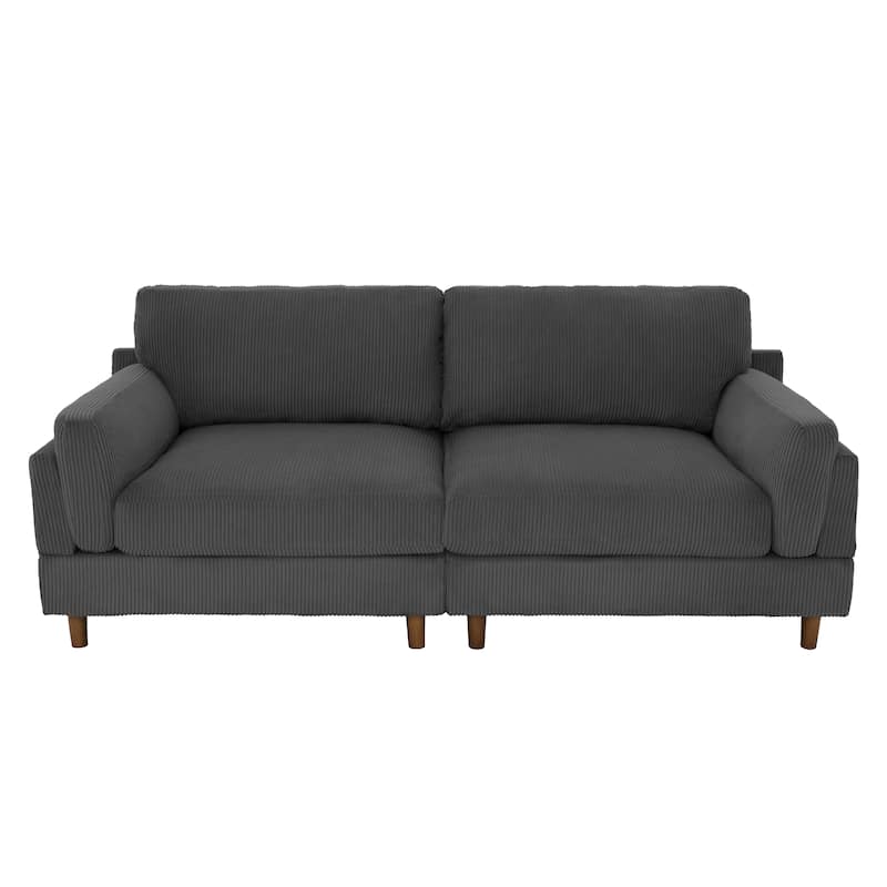 90" Oversized Corduroy Living Room Sofa With Reversible Cushions