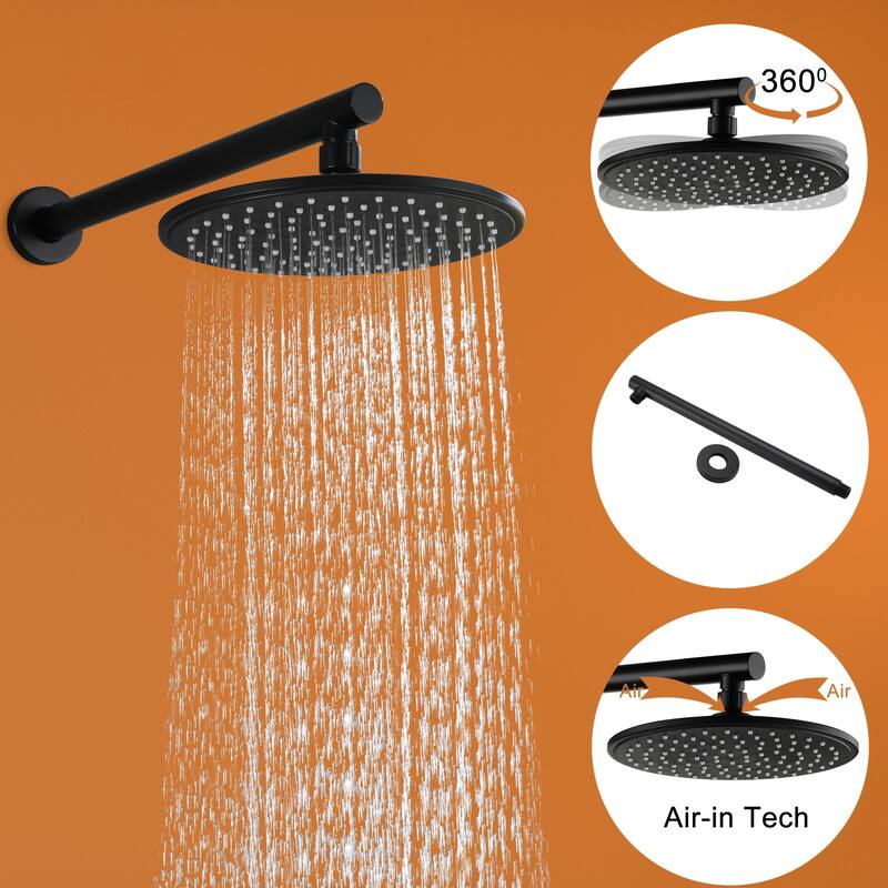 5-Spray Patterns with 9/10/12-in Wall Mount Dual Shower Heads