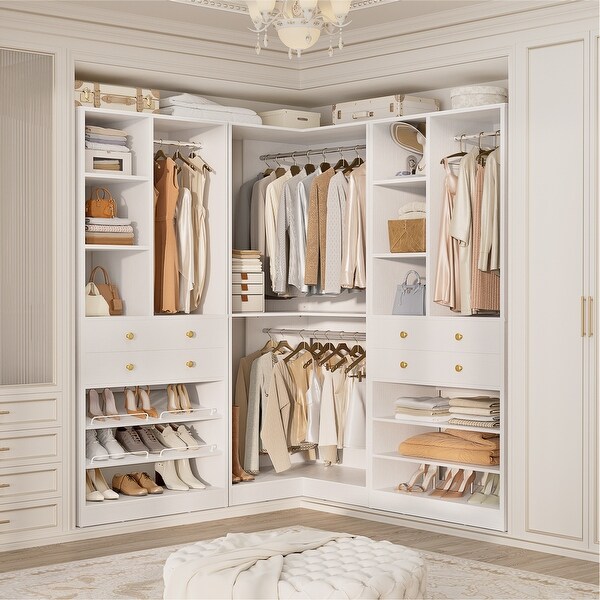 Grimm Set of 2/ 3 Coner Closet System with Shoe Racks and Drawers