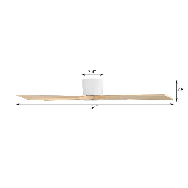 WINGBO 54" DC Flush Mount Ceiling Fan with Remote