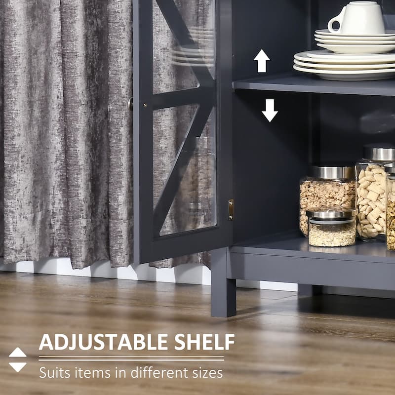 Modern Sideboard Cabinet with Tempered Glass Doors, Adjustable Shelves, and Versatile Storage for Home