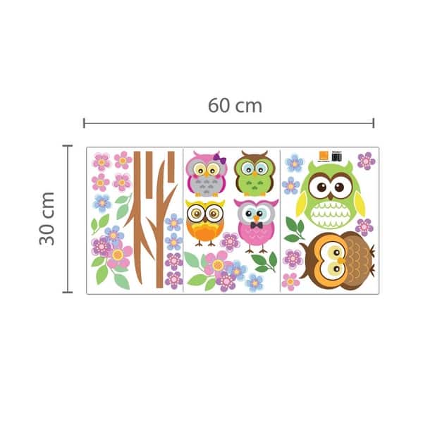 dimension image slide 0 of 3, Walplus Glow in Dark Moon Stars Owl Tree Wall Sticker Nursery Decor