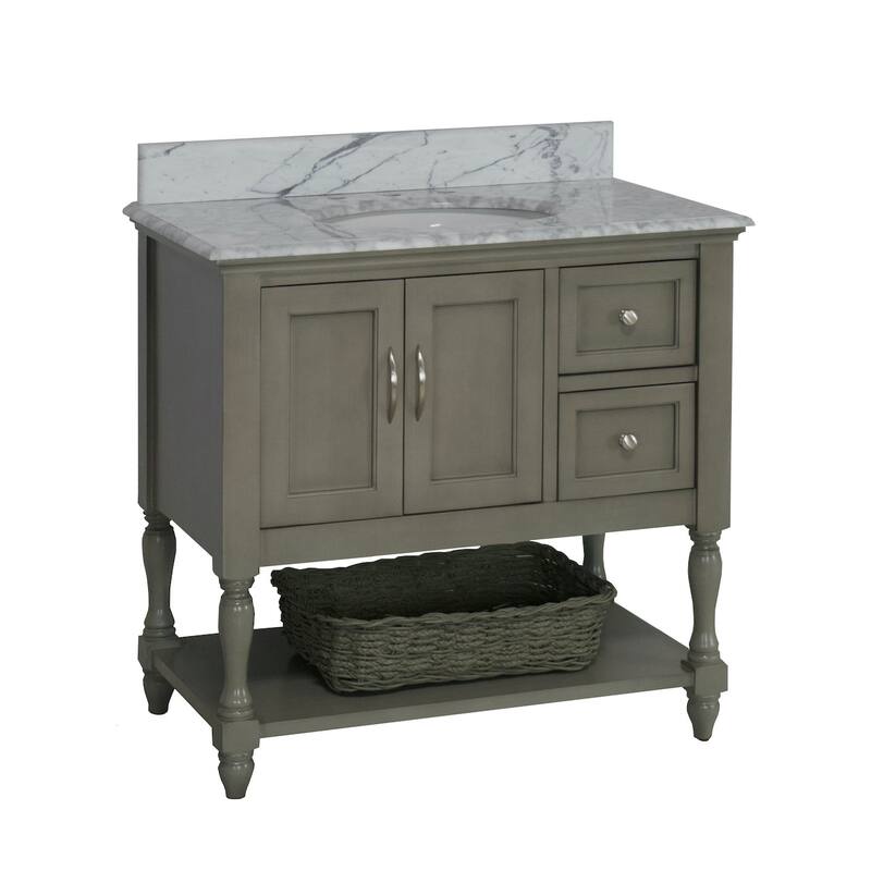 KitchenBathCollection Beverly 36" BathroomVanity w/ Carrara Marble Top