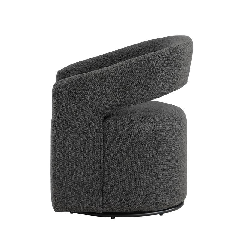Celeste Modern Boucle Round Barrel Chair Open Back and Curved Arm, Swivel Armchair by Furniture of America