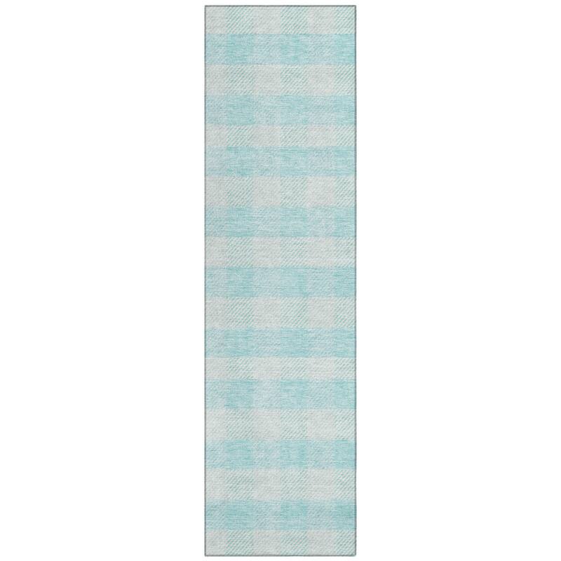 Machine Washable Indoor/ Outdoor Chantille Plaid Stripe Rug