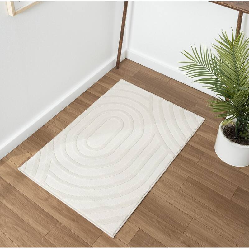 Luxe Weavers Geometric Area Rug for Living Rooms, Indoor Carpet with Medium Pile - 2x3 - Cream