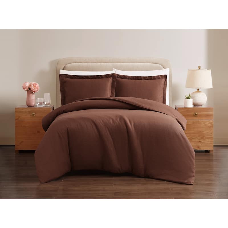 Brooklyn Loom Natural Flax Linen 3-piece Duvet Cover Set
