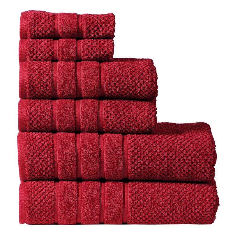 Luxurious Absorbent 650 GSM Combed Cotton 6-piece Towel Set - Burgundy