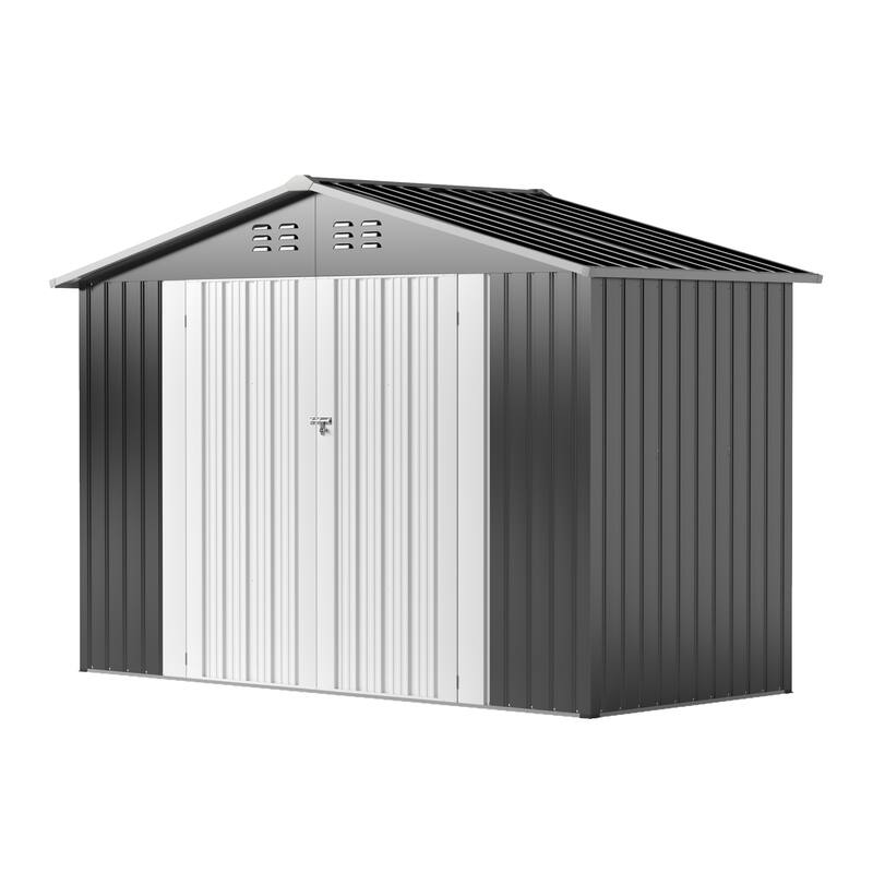 4.1 x 9.2 Ft. Outdoor Storage Shed, Garden Backyard Tool Shed with Lockable Doors, Vents, All-Weather Metal House