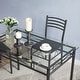 preview thumbnail 19 of 69, VECELO Modern 3/5-piece Dining Set Tempered Glass Top and Wood Top, Steel Dining Table and Chair Set of 2/4