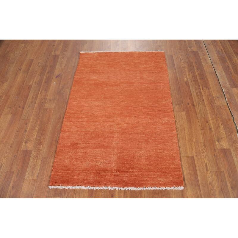 Orange Gabbeh Modern Foyer Rug Hand-Knotted Wool Carpet - 2'8"x 4'0"