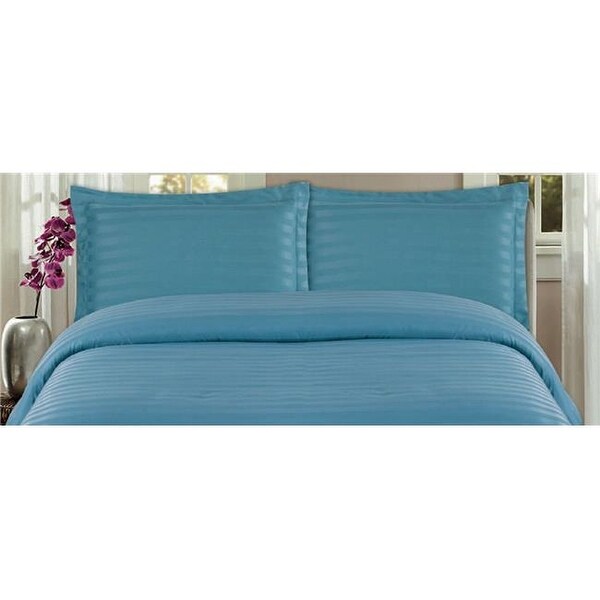 Full/Queen DreamSpace Microfiber Damask Stripe Comforter Set Dusty Blue Bedding & Linen Shams