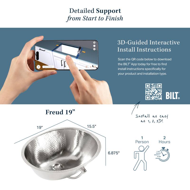 Freud Nickel 19" Oval Undermount Bath Sink with Parisa Faucet Kit