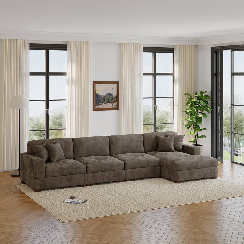 Oversized Modern Chenille L-shape Modular Sectional Sofa with Chaise