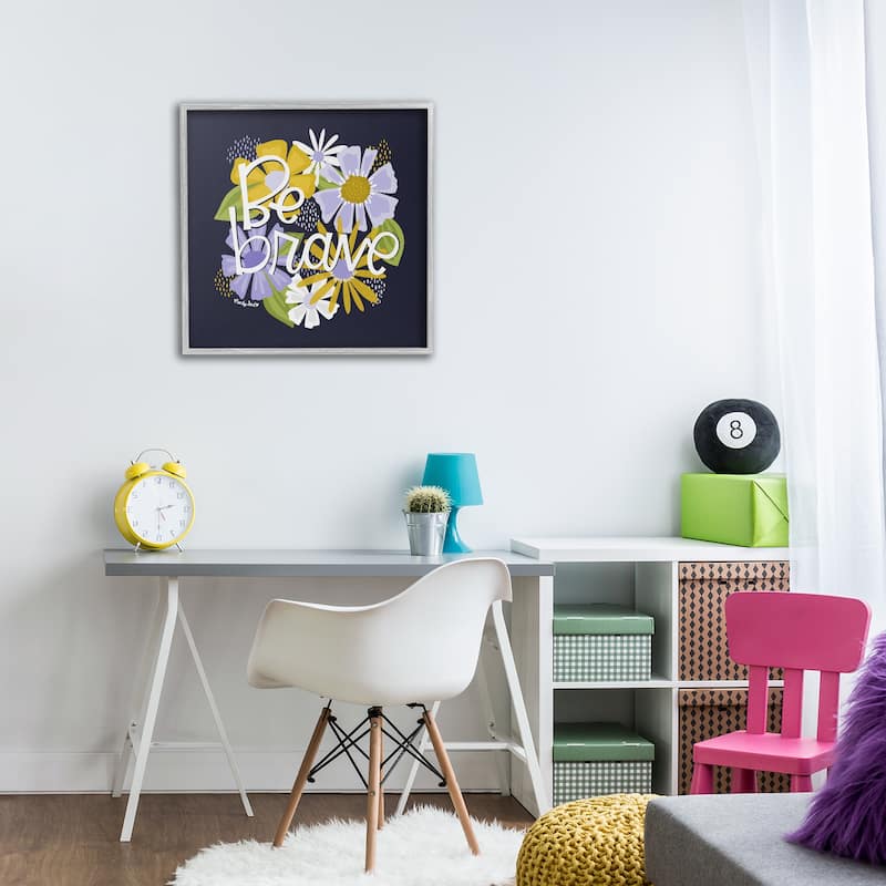 Stupell Be Brave over Florals Framed Giclee Art Design By Mandy Ford Art + Illustration
