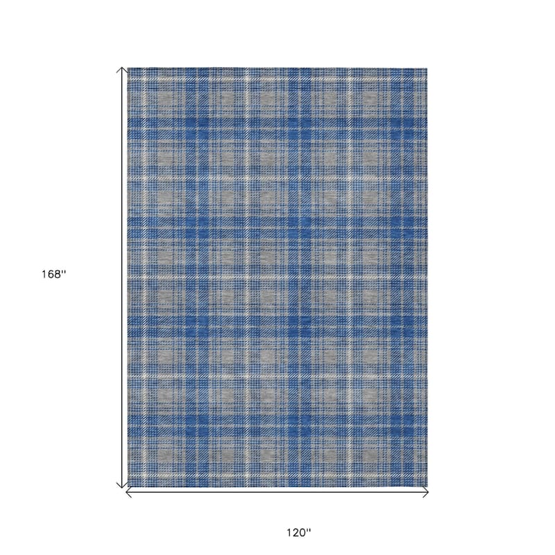 HomeRoots Plaid Transitional Rectangle Outdoor Rug