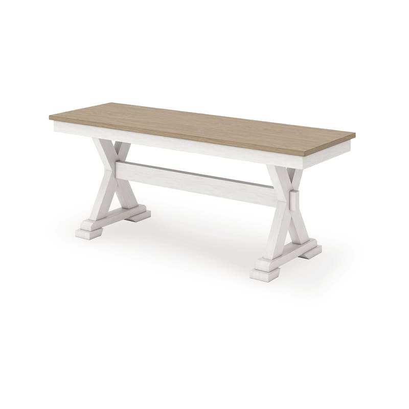 Signature Design by Ashley Westlinport Antique White/Brown 48" Dining Bench - 48"W x 16"D x 19"H