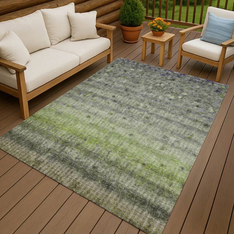 Machine Washable Indoor/ Outdoor Ombre Stripes Chantille Rug