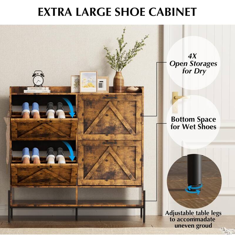 Shoe Cabinet with 4 Flip Drawer - 4 Flip Drawers