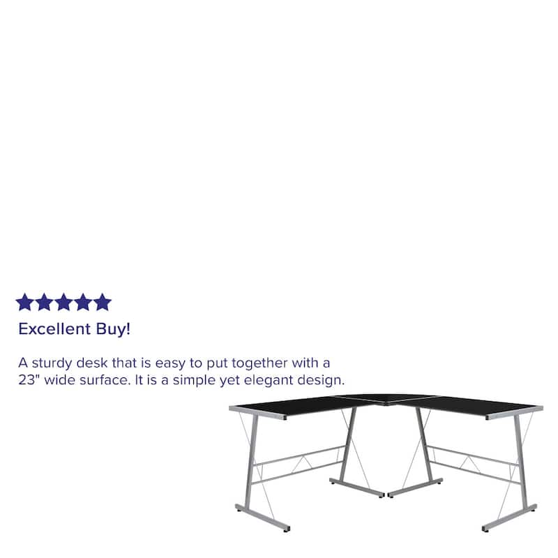 L-Shaped Computer Corner Glass Desk, Gaming Desk, Home Office Corner Desk