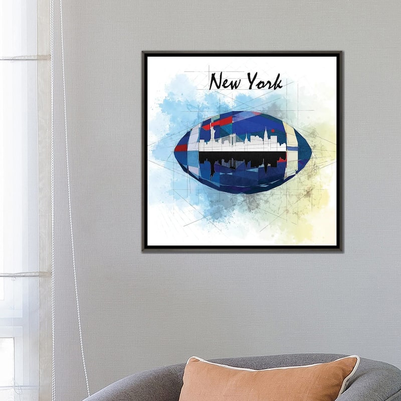 iCanvas "Football New York Giants" by Katia Skye Framed