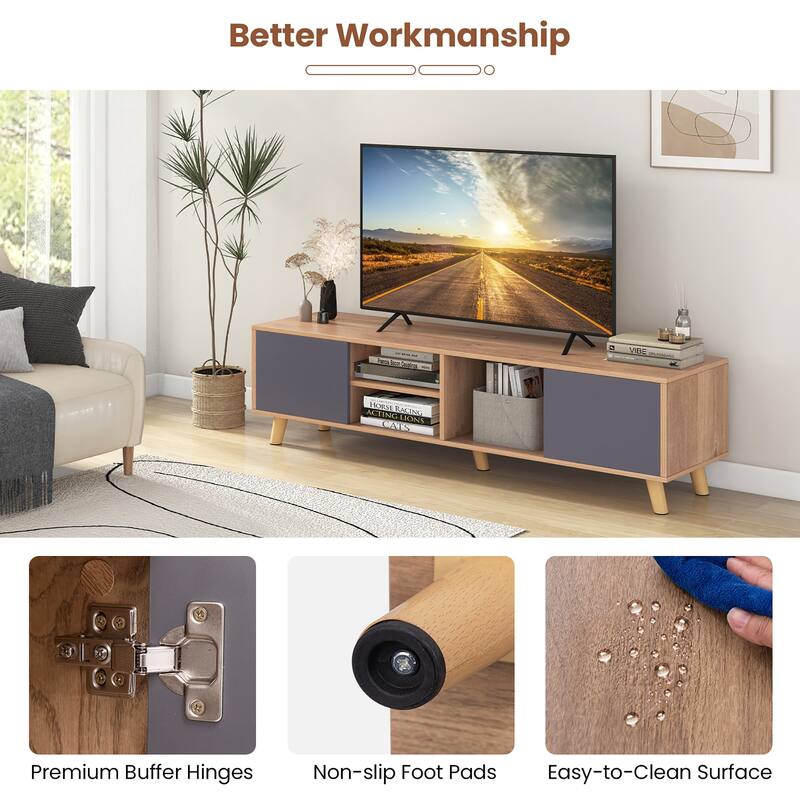 Gymax TV Stand for TVs up to 65'' Modern Rustic TV Cabinet w/ Open - See Details