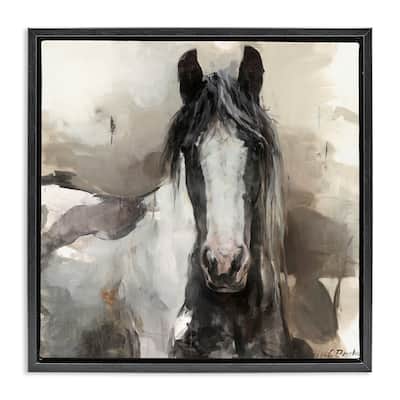 Stupell Grey & Beige Horse Abstract Framed Floater Canvas Wall Art Design By Marilyn Hageman