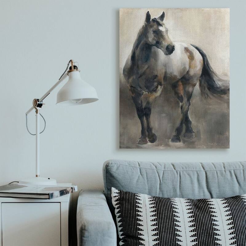 Stupell Abstract Wild Horse Stance Brown Black Painting Canvas Wall Art