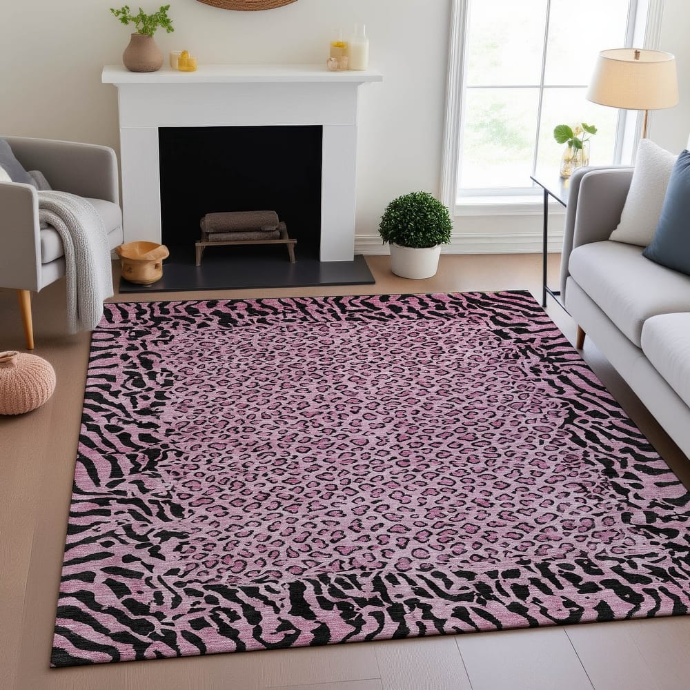 Premium Washable Super Soft Animal Print Border Mayfield Rug