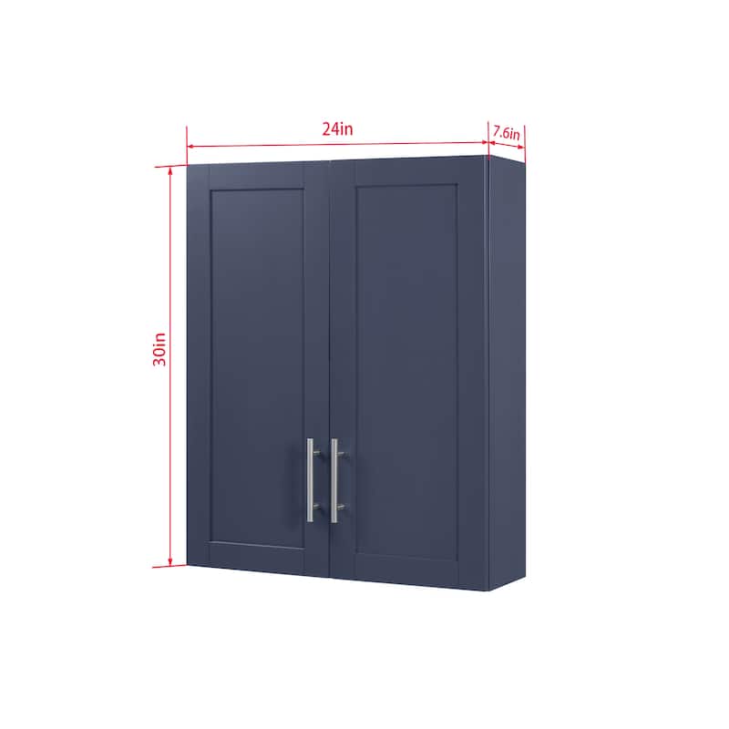 Wall-Mounted Wood Cabinet with 2 Doors and Adjustable Shelves for Bathroom or Kitchen Storage