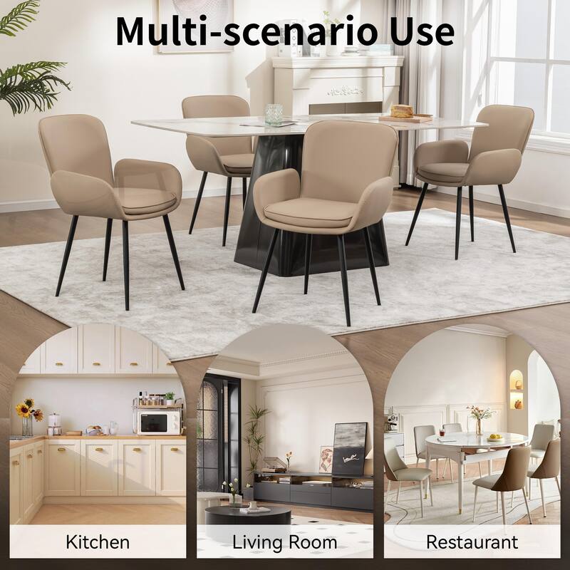 Set of 2 Cat-Scratch Resistant Dining Chairs with Gold Metal Legs