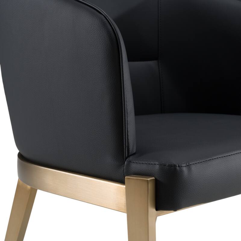 Modrest Kravitz Modern Dark Grey Vegan Leather & Antique Brass Dining Chair