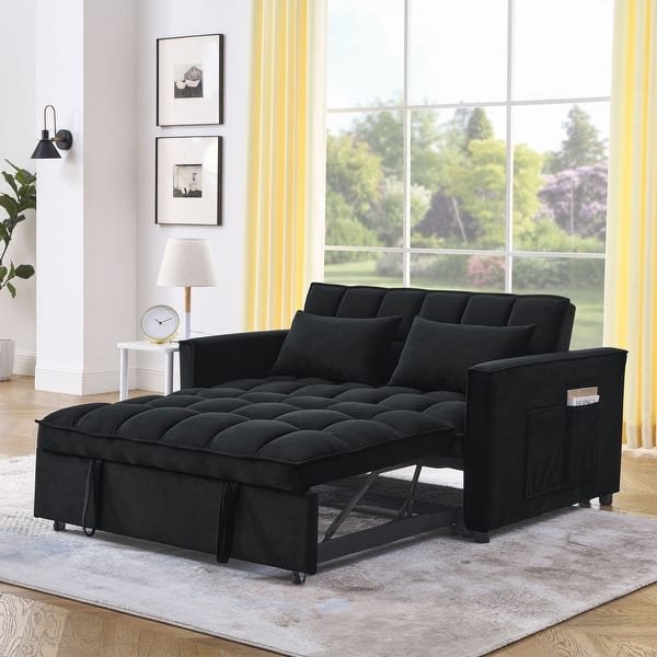 slide 2 of 9, Sleeper Sofa, Convertible Sofa, Recliner, Bed, 3-in-1, 3-Position Adjustable Backrest, 2-Seater Sectional, Two Side Pockets