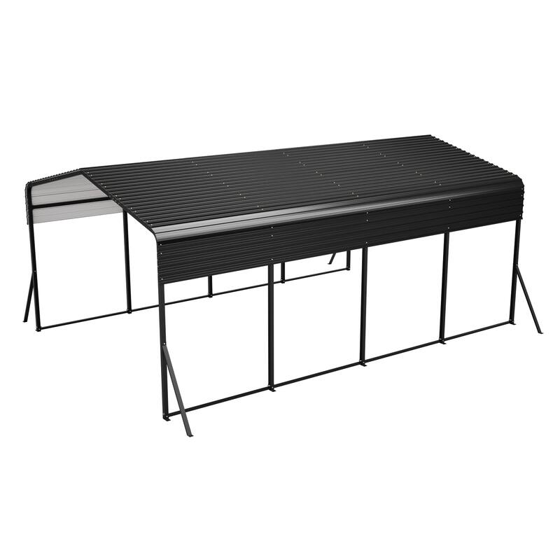 GDFStudio - Penman Heavy-duty Galvanized Steel Hardtop Carport with Upgraded Triangle Reinforced Frame for Outdoor Storage