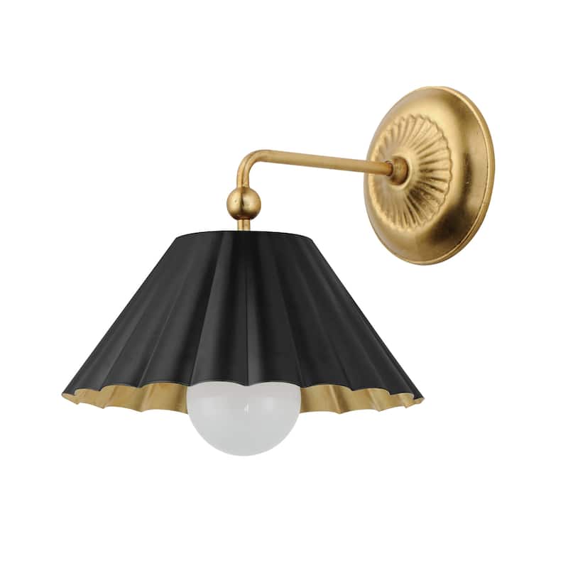 Maxim 18051 Primrose 11" Tall Wall Sconce - Black / Gold Leaf